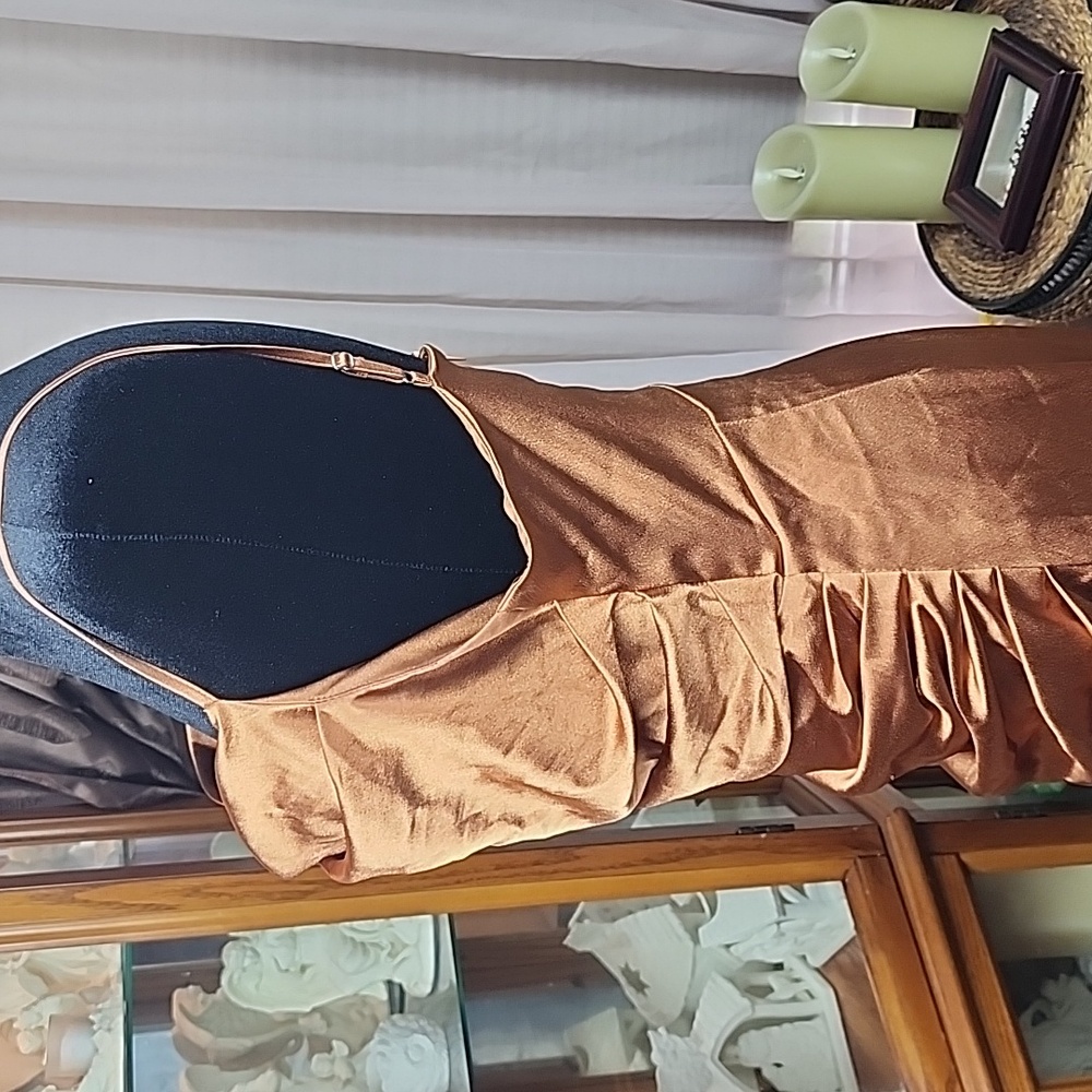 BIRDY GREY | Lydia Rust Copper Satin Cowl Neck Bridesmaid Maxi Dress | L - Picture 7 of 16